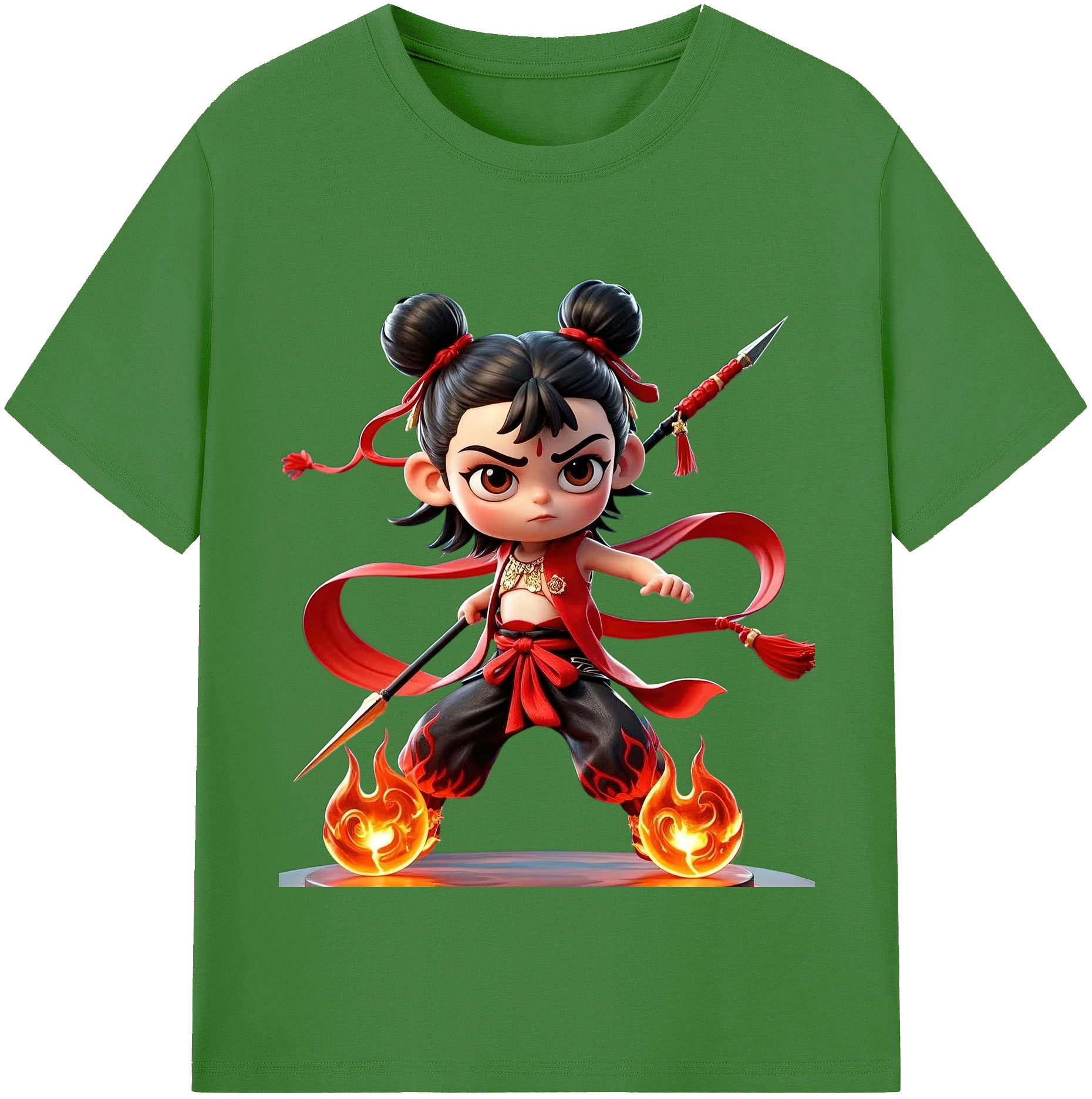 （画像用） Ne Zha 2 ナタ 魔童の大暴れ レディースカジュアルプリントTシャツ（綿100％）